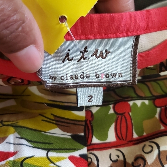 ITW By Claude Brown Pants Size 2 Multicolored, Venice Pattern Pants - Picture 5 of 6